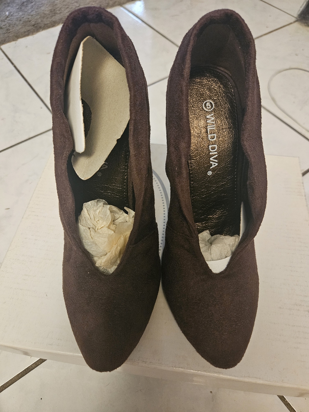 Wild Diva Dark Brown Suede Pointed Toe Pumps